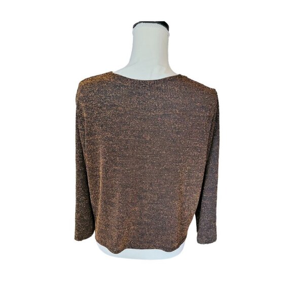 NWT Onyx Metalica Black Gold Eve Night Open Cardigan Sweater in Size L - Picture 3 of 4